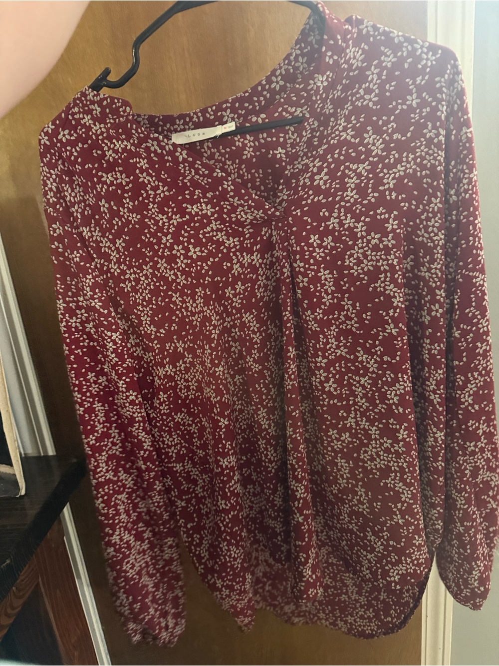 Lush Maroon Floral Long Sleeve Blouse